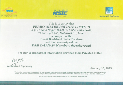 D & B Certificate